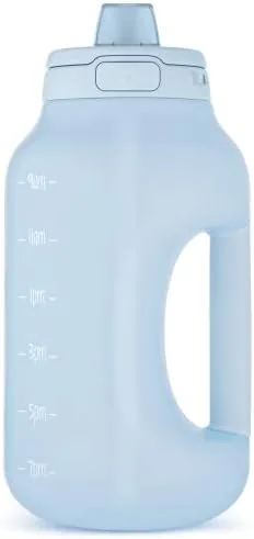 ello hydra 64oz half gallon water jug with handle and motivational time markers for all day hydration plastic reusable water bottle with straw and locking leak proof lid bpa free halogen blue